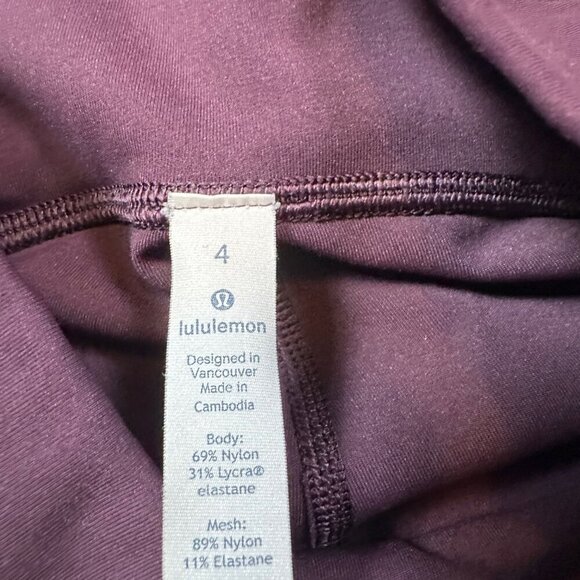 Lululemon Maroon Purple Cropped Running / Workout / Yoga Leggings Size 4 - Picture 4 of 4